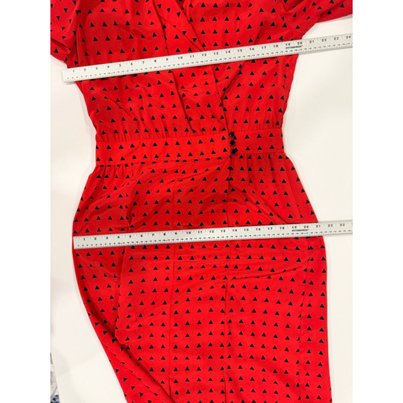 Liz Claiborne Vintage Red Geometric Print Dress Size 14 - Picture 11 of 13